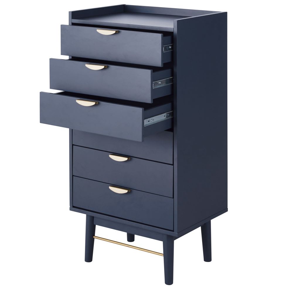 Schmale Kommode mit 6 Schubladen, dunkelblau - Maisons Du Monde