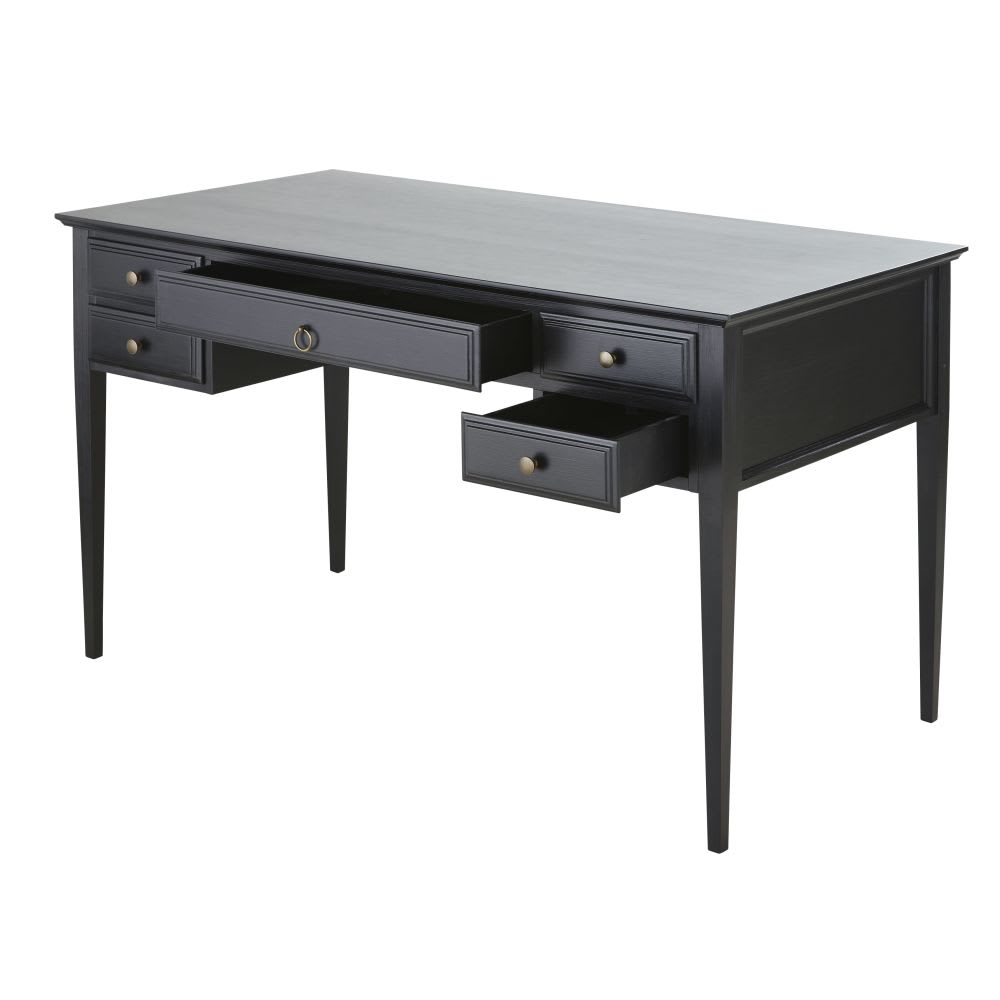 Schreibtisch mit 5 Schubladen, mattschwarz - Maisons Du Monde