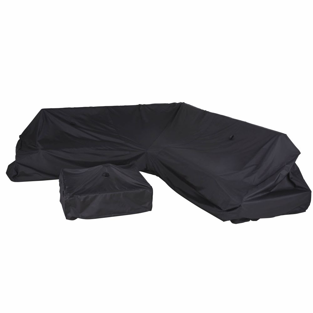 Schutzabdeckung für Garten-Eckgarnitur in Schwarz, 270x105x70cm -