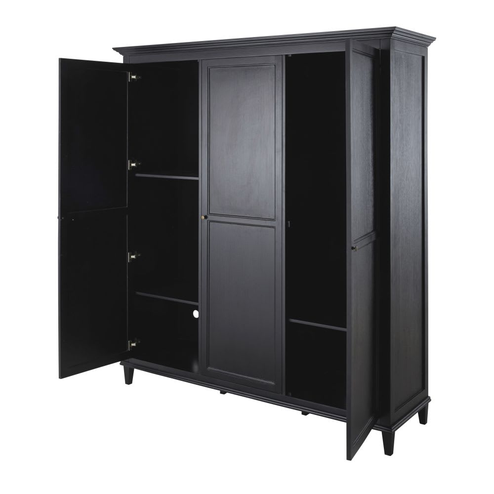 Schwarzer 3-türiger Kleiderschrank, 179 - Maisons Du Monde