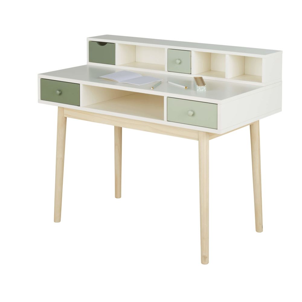 Scrivania vintage bianca con 2 cassetti verde - Maisons du Monde