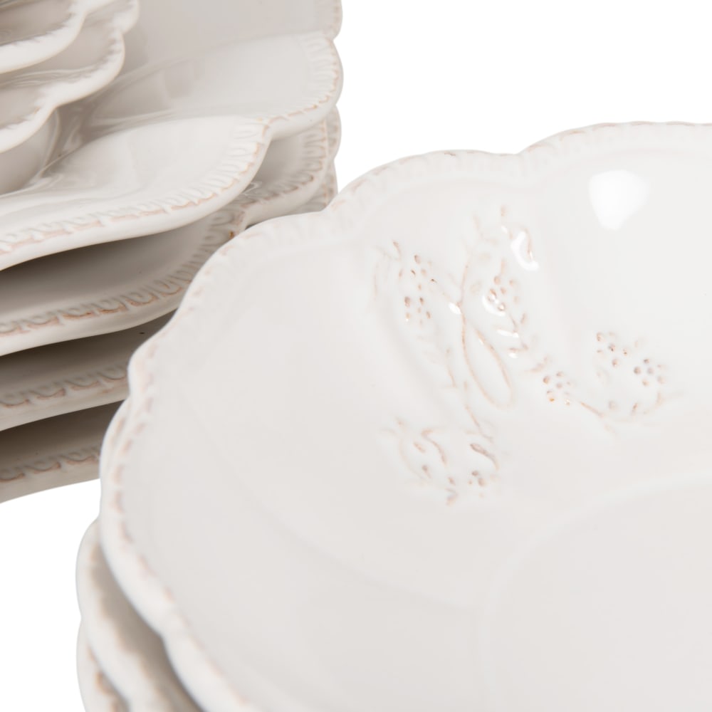 Service de table 12 pièces en faïence blanche - Maisons du Monde