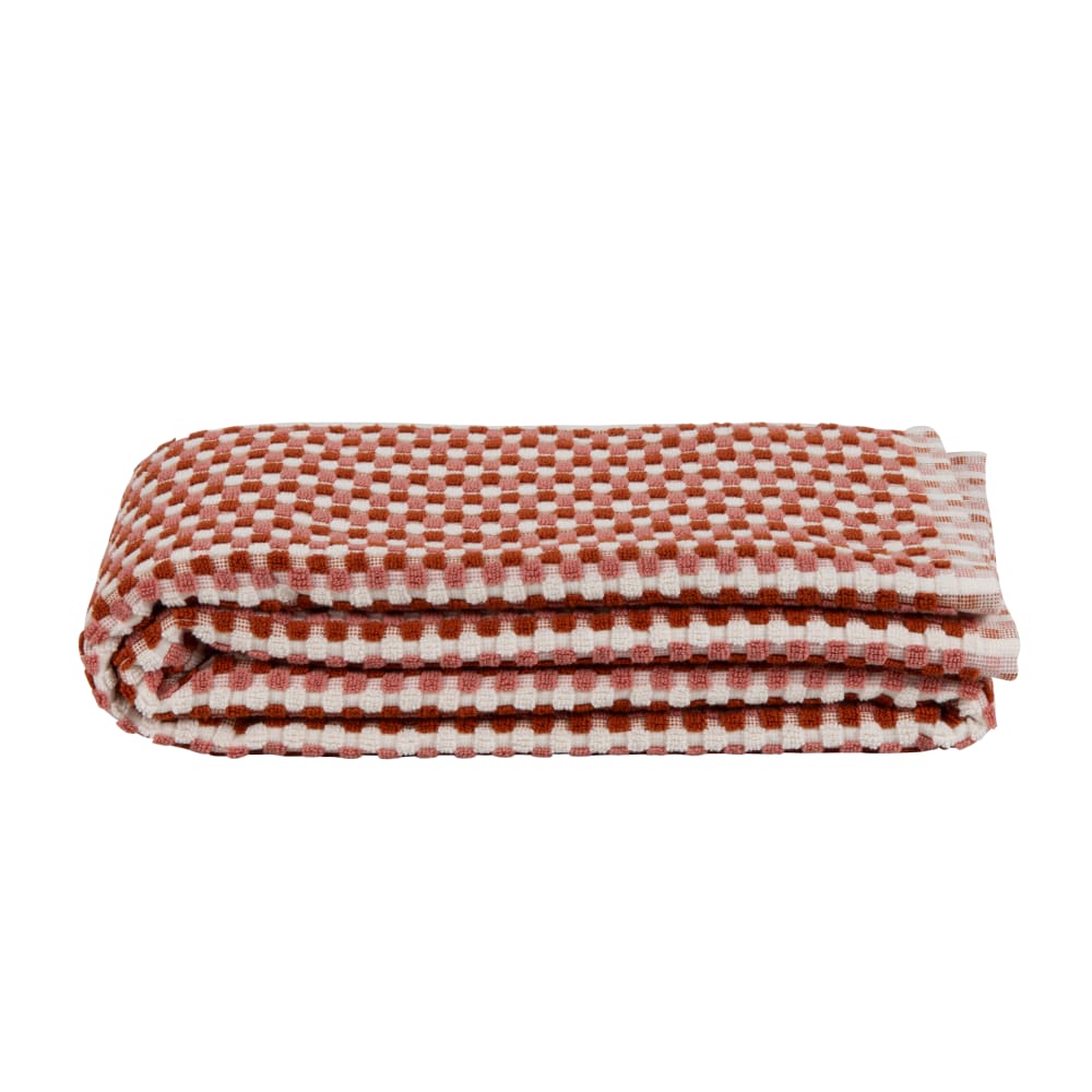 Serviette de bain en coton biologique motifs à carreaux tricolores 70x140