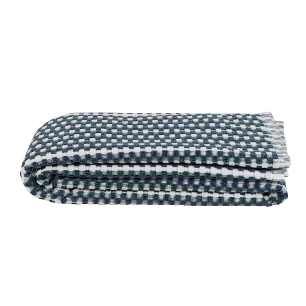 Serviette de bain en coton biologique motifs à carreaux tricolores 70x140