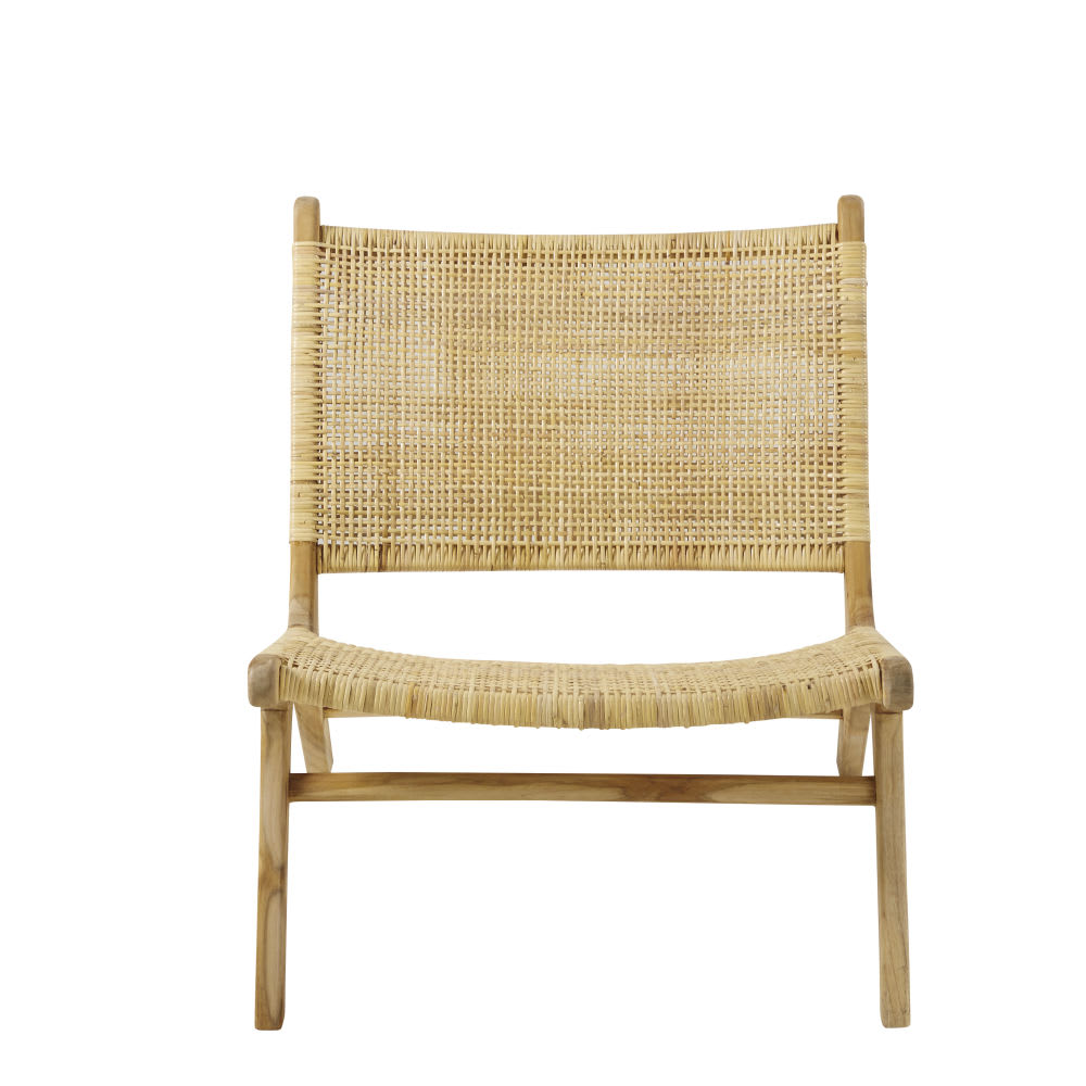 Sessel aus geflochtenem Rattan und Recycling-Teakholz - Maisons