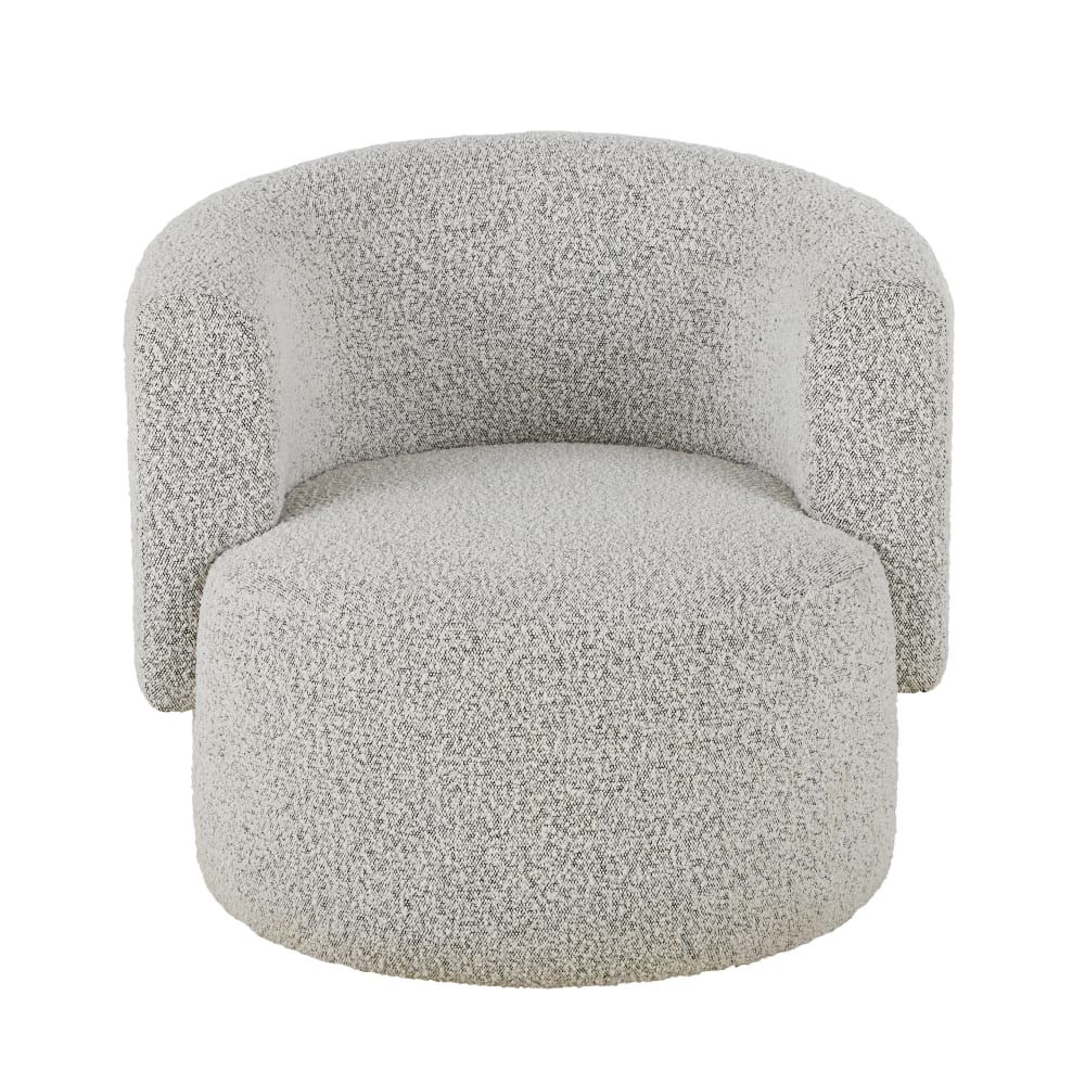 Sessel mit Bezug aus grau meliertem Bouclé-Stoff - Maisons Du