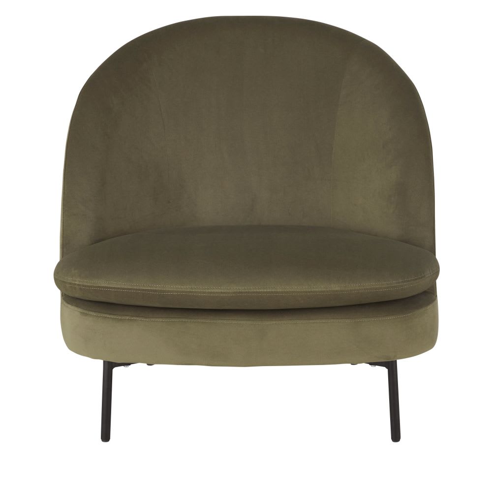 Sessel mit khakigrünem Samtbezug - Maisons Du Monde