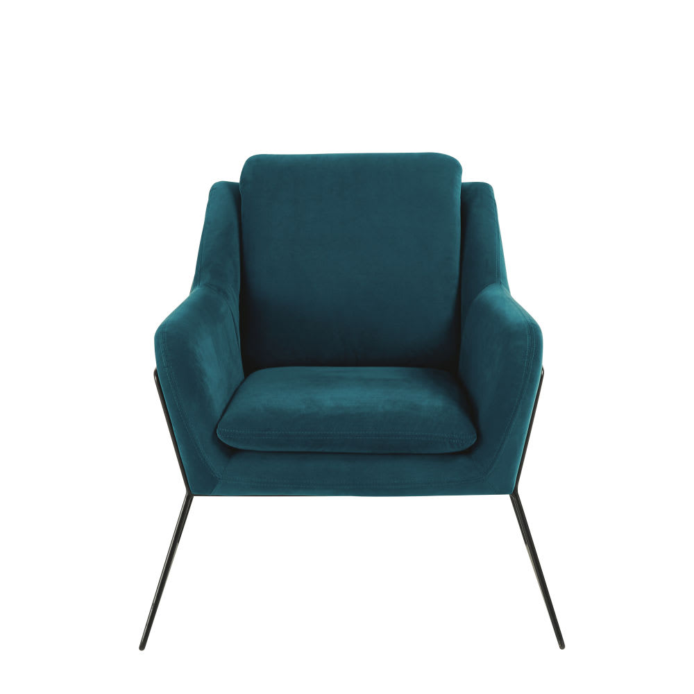 Sessel mit petrolblauem Samtbezug - Maisons Du Monde