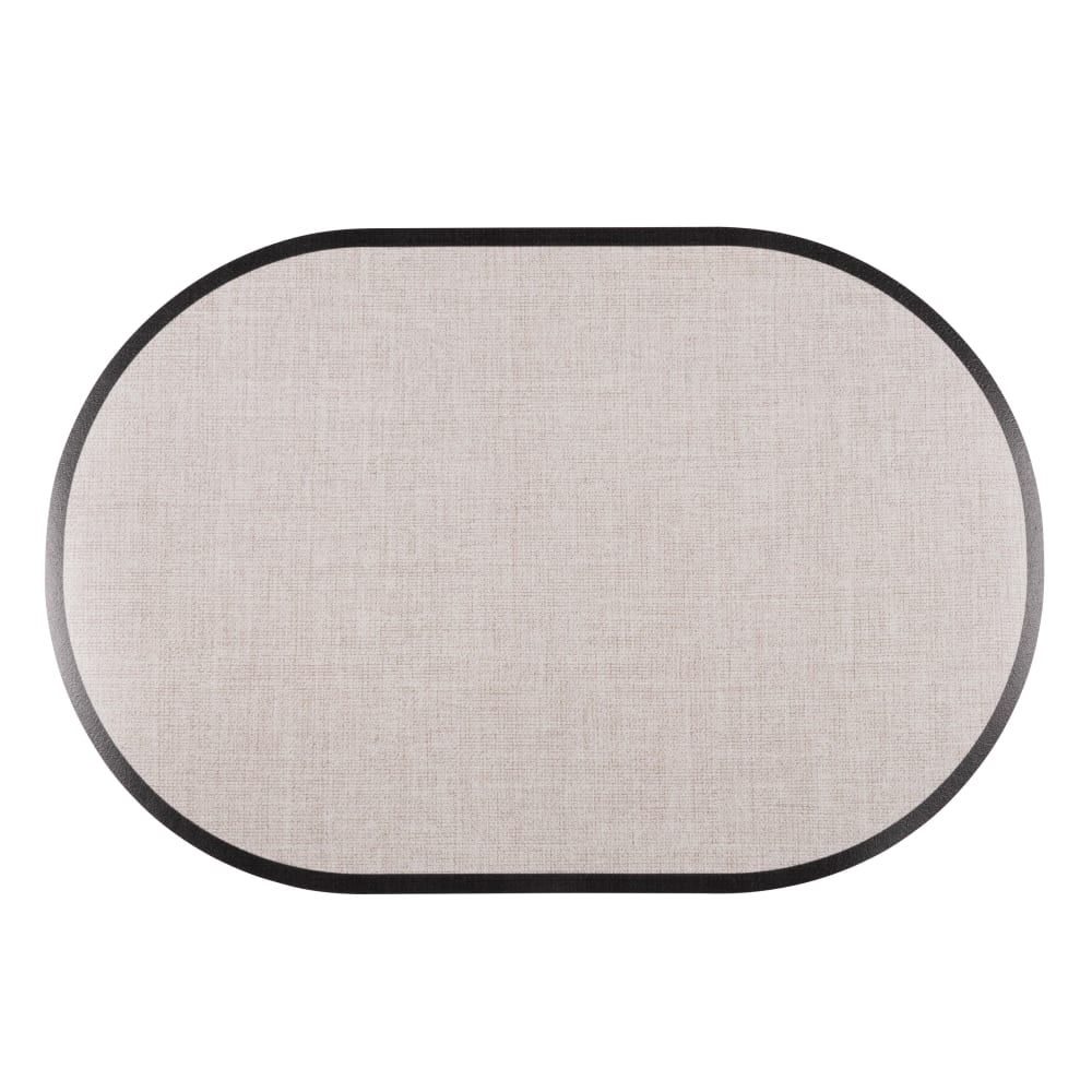 Set de table ovale en vinyle beige imprimé et bordure noire