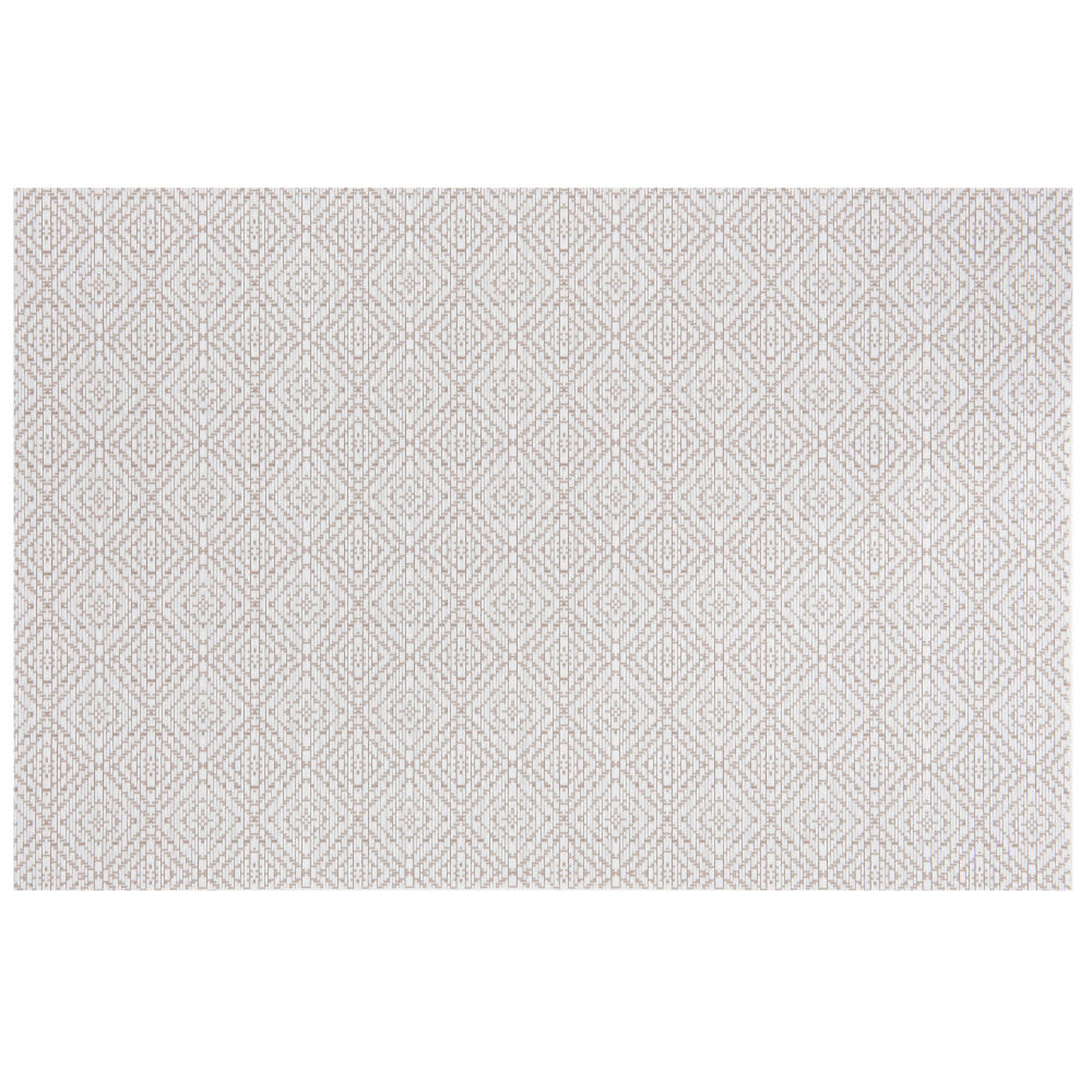 Set de table rectangulaire motifs graphiques écrus et blancs