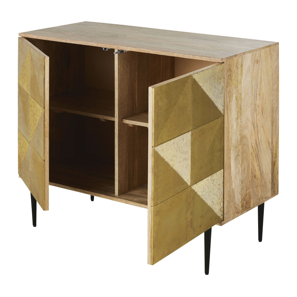 Sideboard mit 2 Türen und gehämmerten geometrischen Motiven, 100