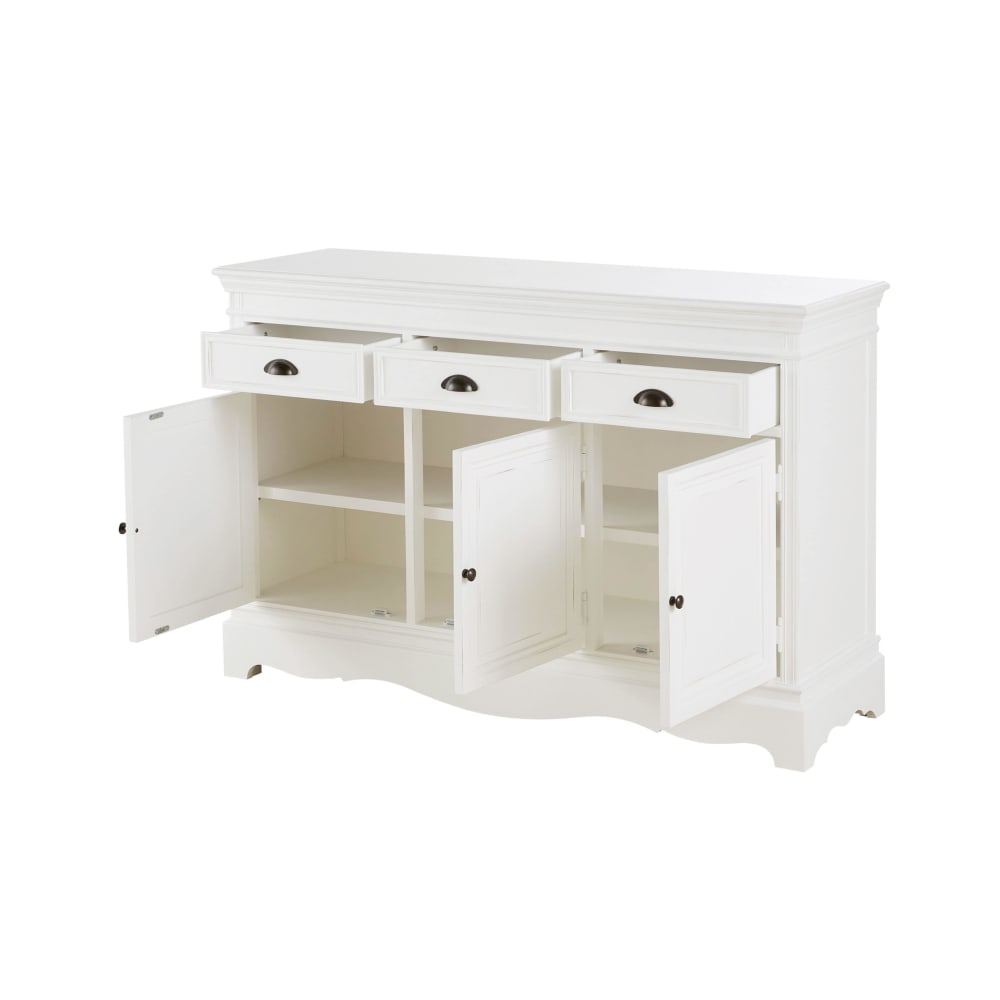 Sideboard mit 3 Türen und 3 weißen Schubladen, 131 cm - Maisons