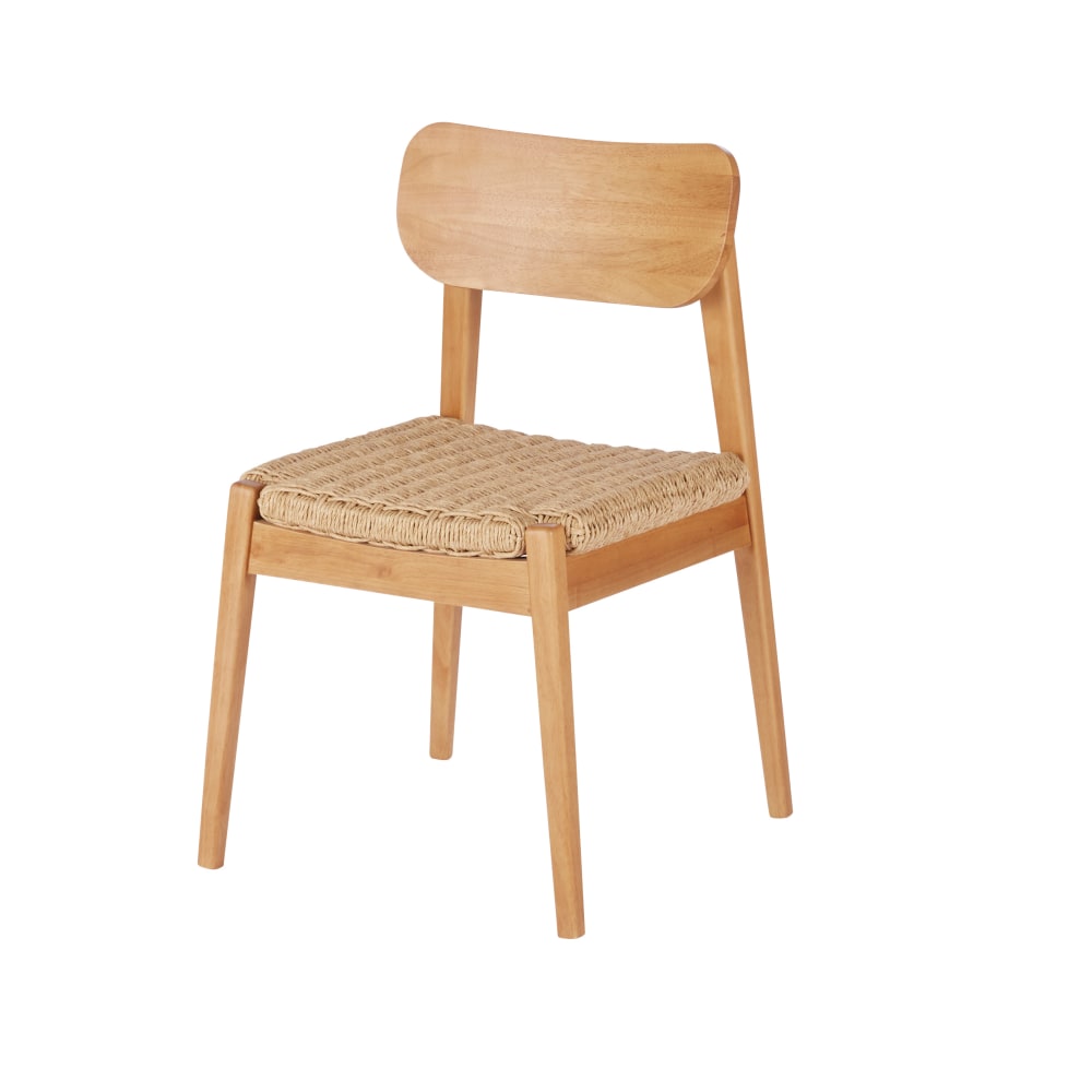 Silla profesional de madera de hevea y tejido trenzado marrón