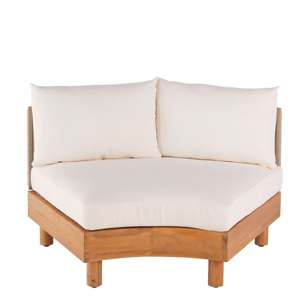 Sillón modular de exterior de cuerda beige y teca - Maisons du Monde