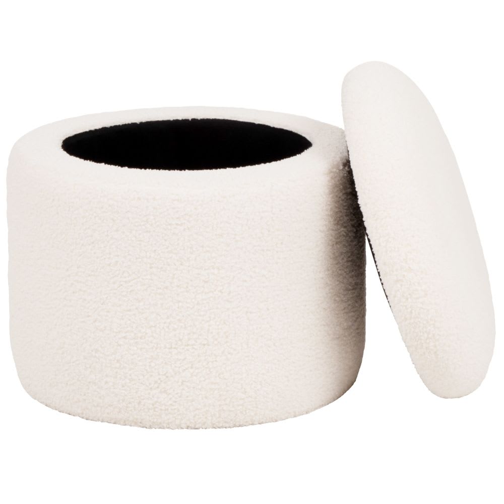 Sitzpouf aus Bouclé-Stoff mit Stauraum, ecrufarben - Maisons Du