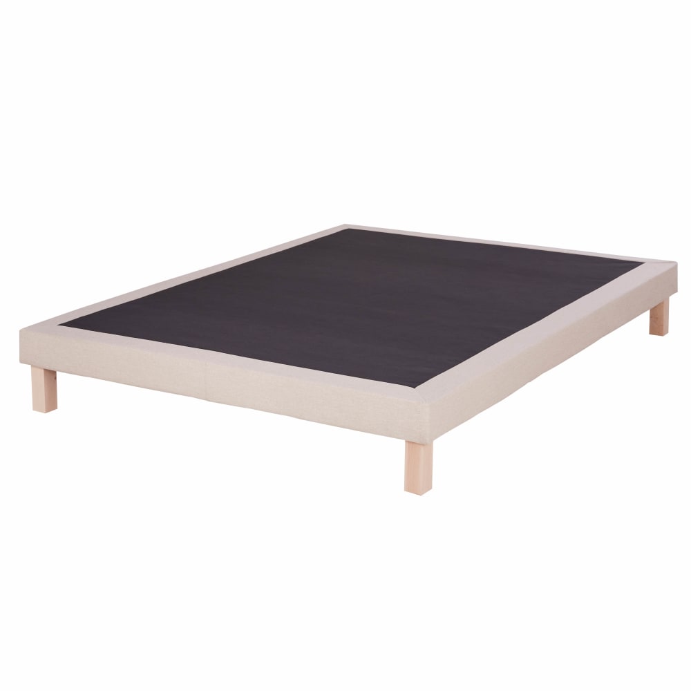 Sommier en tissu polyester tramé beige 140x200 Sommier en tissu polyester tramé beige 140x200