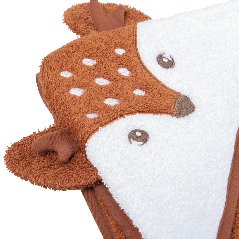 Sortie de bain biche en coton écru et caramel 100x100 (Maisons du Monde) - Image 2