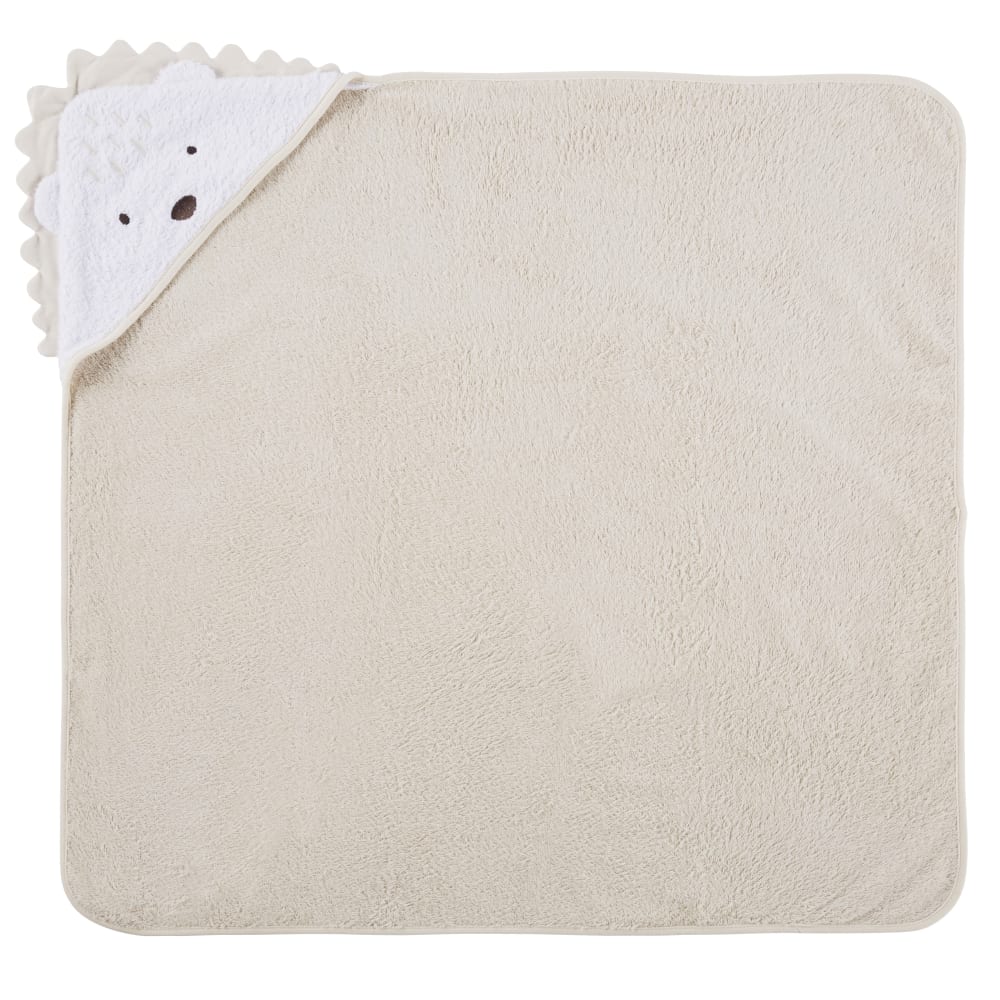 Sortie de bain en coton biologique beige capuche hérisson 80x80 (Maisons du Monde) - Image 1