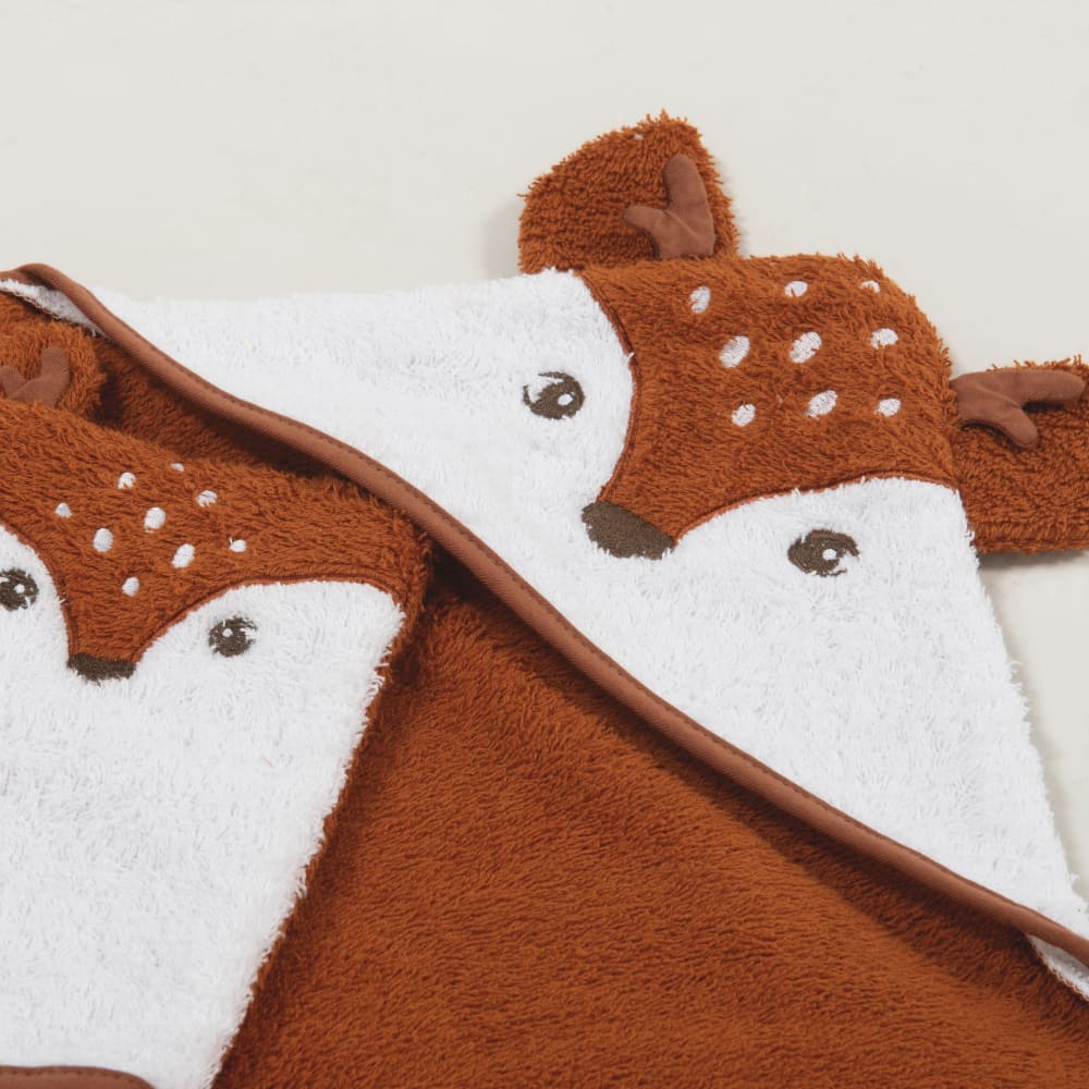 Sortie de bain en coton biologique marron capuche biche 80x80 (Maisons du Monde) - Image 2