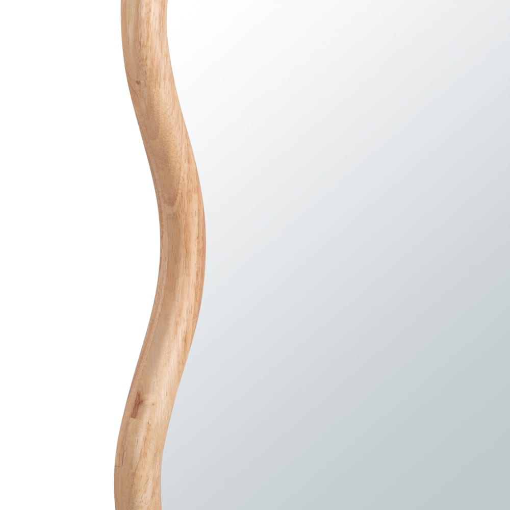 Specchio rettangolare ondulato in legno d'hevea 50x150 cm -