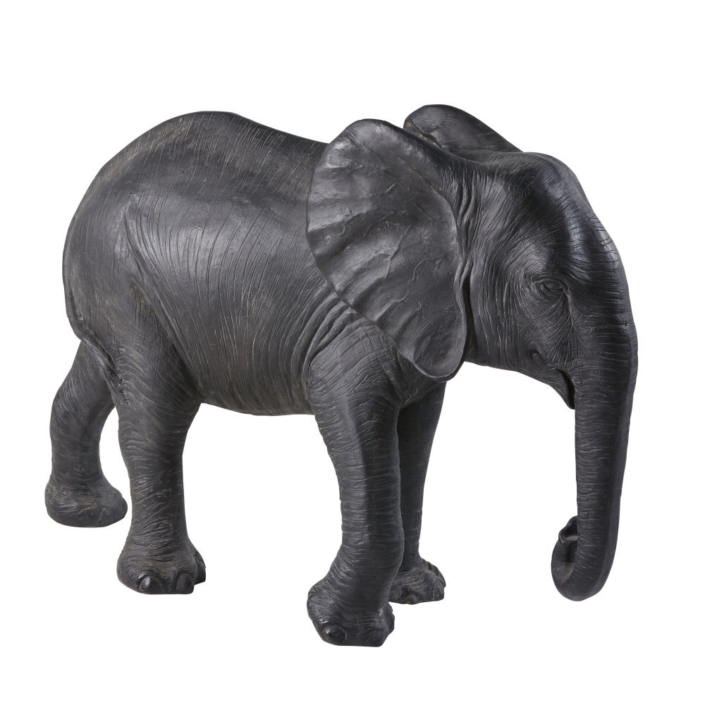 Statua elefante nera opaca, 72 cm - Maisons du Monde