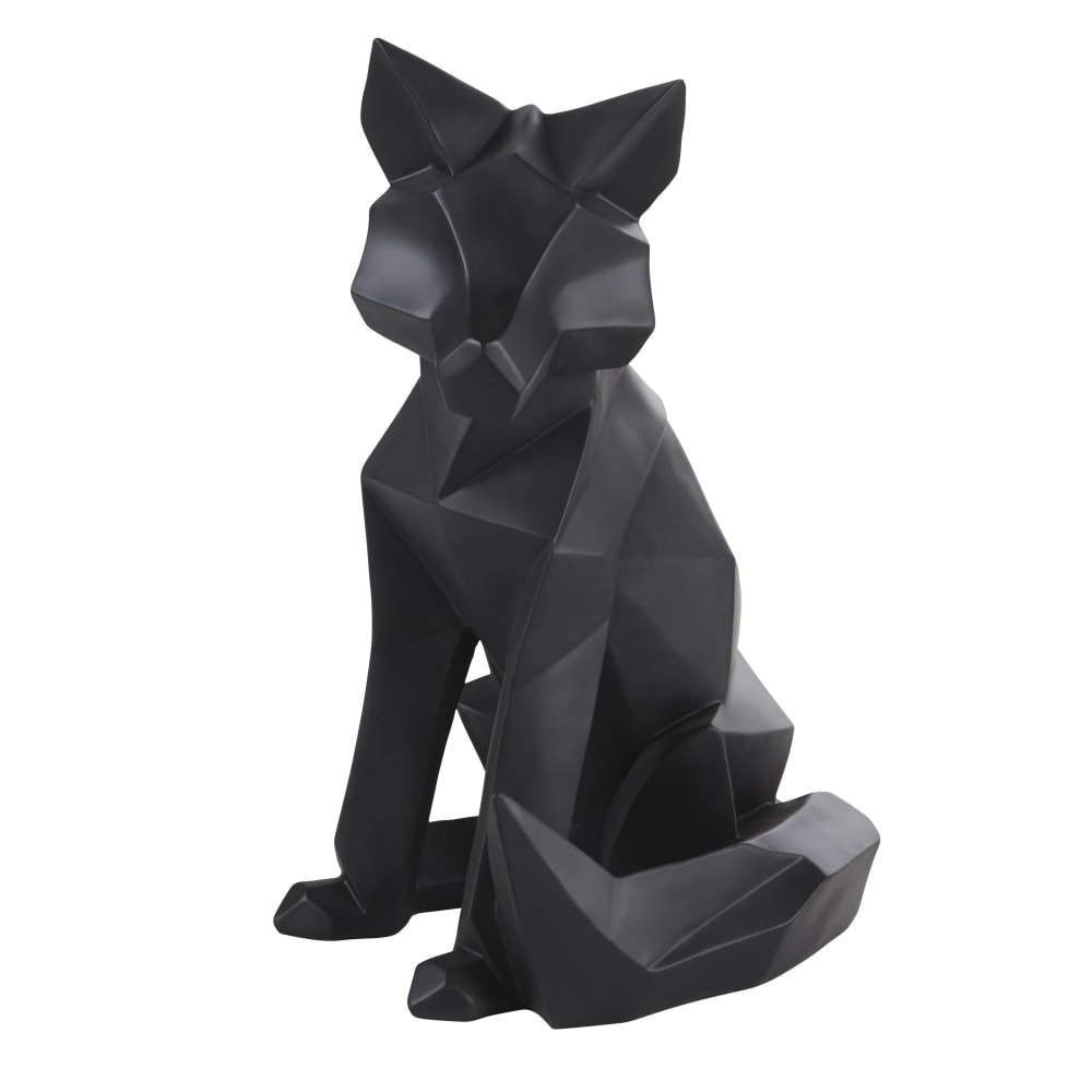 Statue renard en polyrésine noire H65 — Beyit