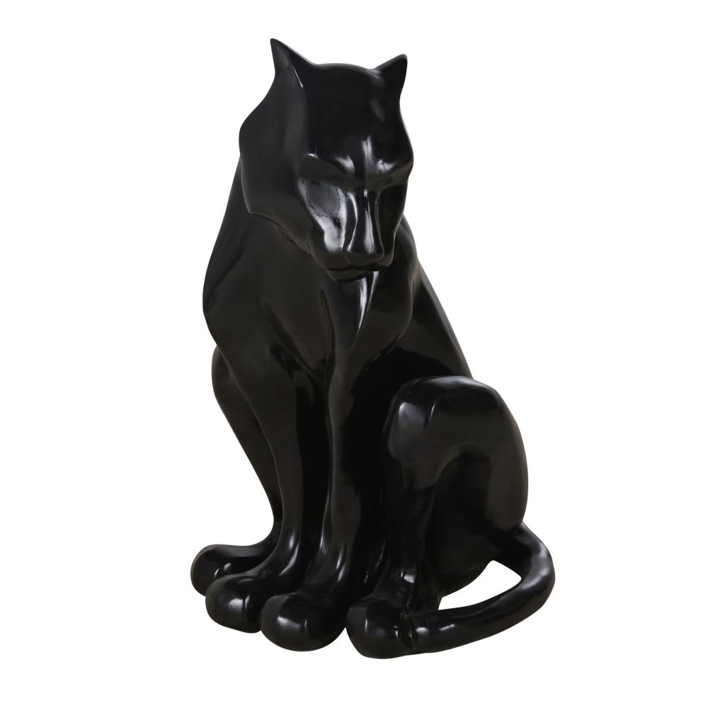 Statue tigre en magnésite recyclée noire H80 — Beyit