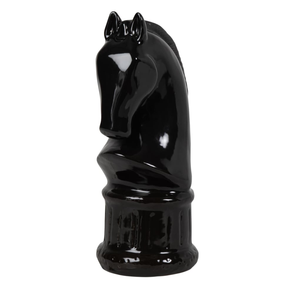 Statuette pion d'échecs cavalier en porcelaine noire H25 — Beyit