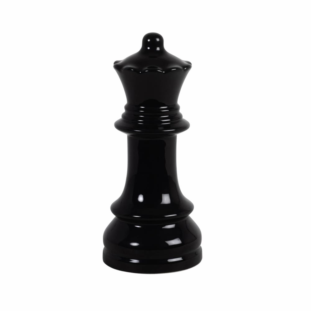 Statuette pion reine d'échec en faïence noire H22