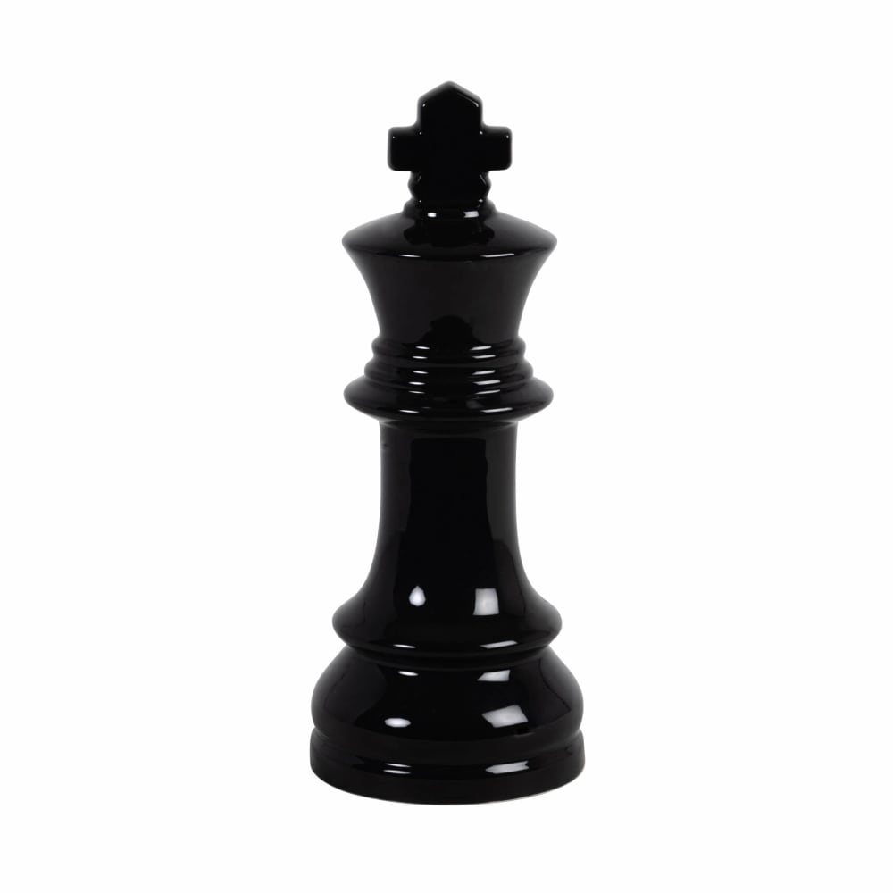 Statuette pion roi d'échec en faïence noire H25 — Beyit