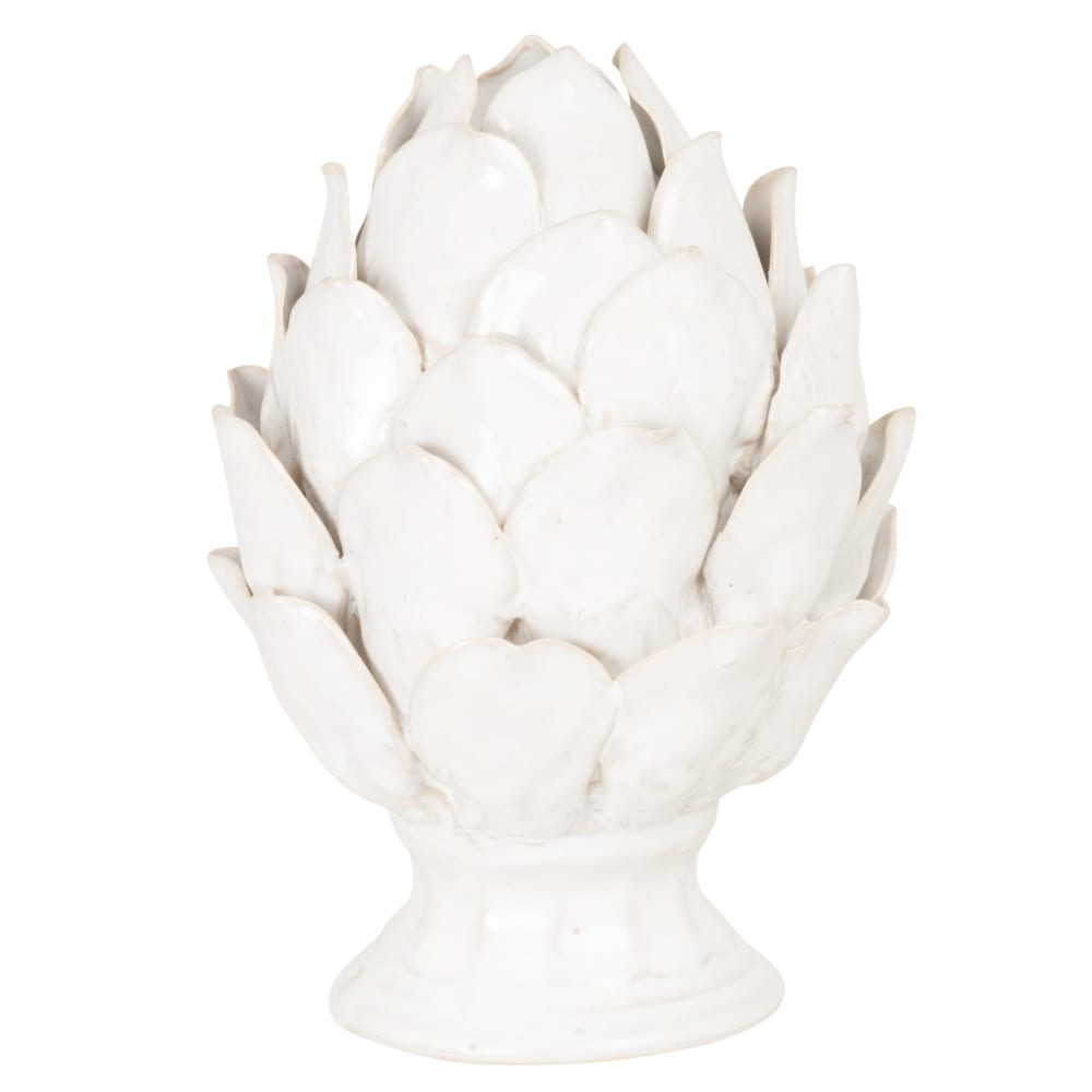 Statuette pomme de pin en porcelaine blanche H18