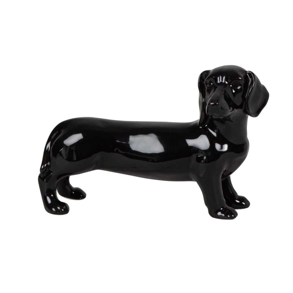 Statuette teckel en dolomite noire H10 — Beyit