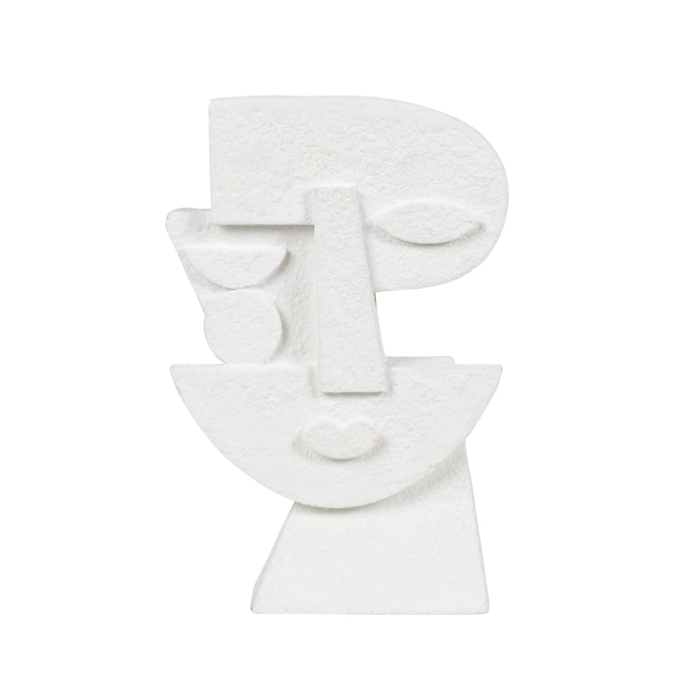 Statuette visage déstructuré en ciment blanc H21