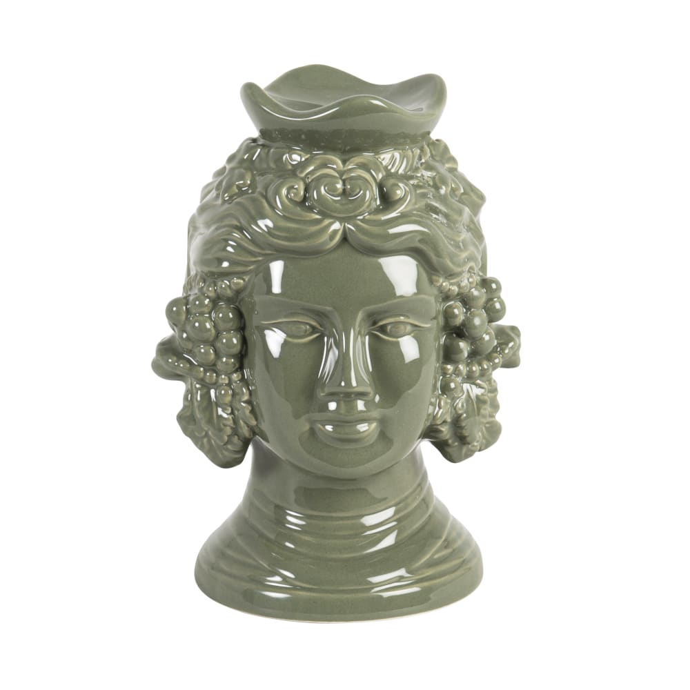 Statuette visage en porcelaine verte H19
