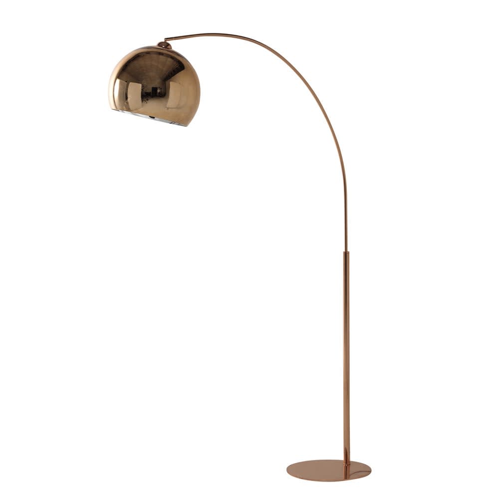 Stehlampe aus kupferfarbenem Metall und Plexiglas®, H195 -