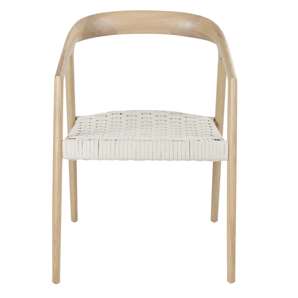 Stuhl aus Esche, Sitzfläche aus Cord in Beige - Maisons Du Monde