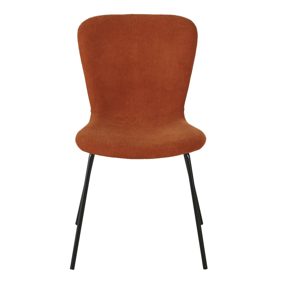 Stuhl mit orangebraunem Cordsamtbezug und schwarzem Stahl -