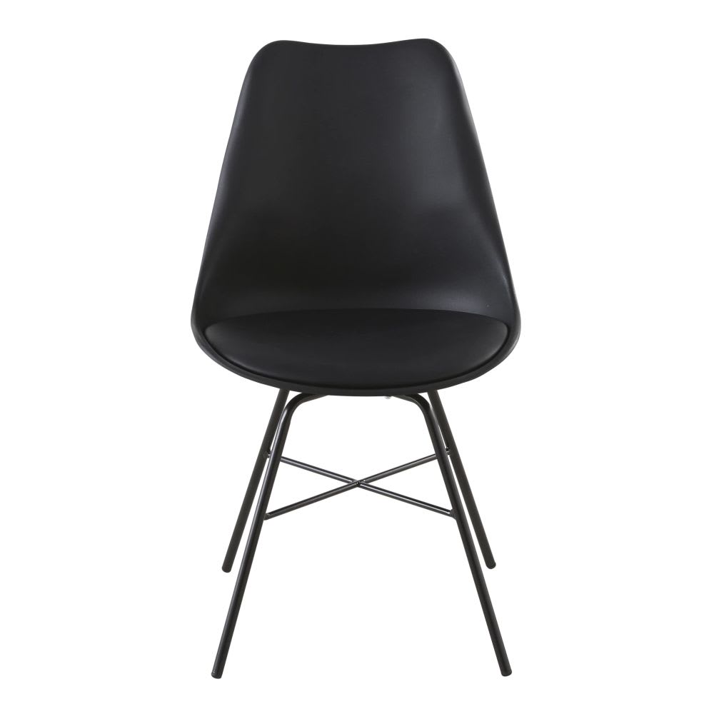 Stuhl, schwarz mit schwarzen Stahlbeinen - Maisons Du Monde