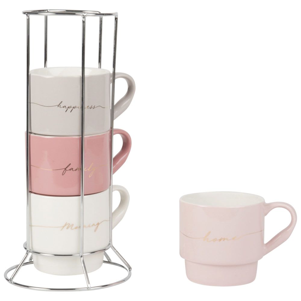 Support 4 tasses en céramique à motifs - Maisons du Monde