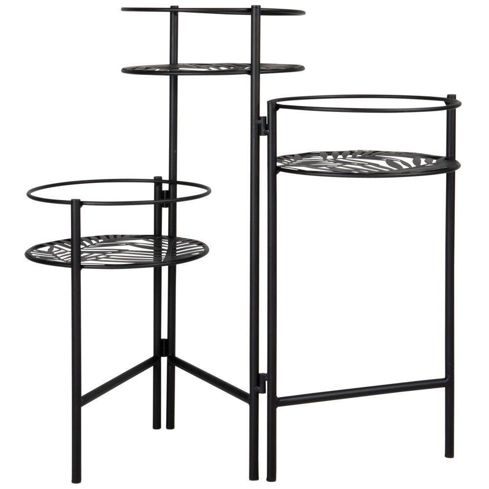 Support pour jardinières en métal noir