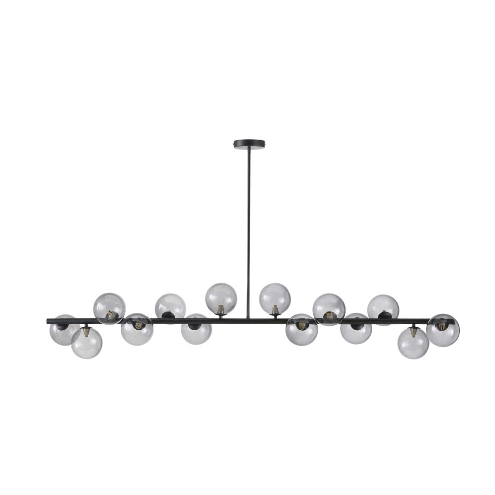 Suspension 14 globes en verre fumé et métal noir