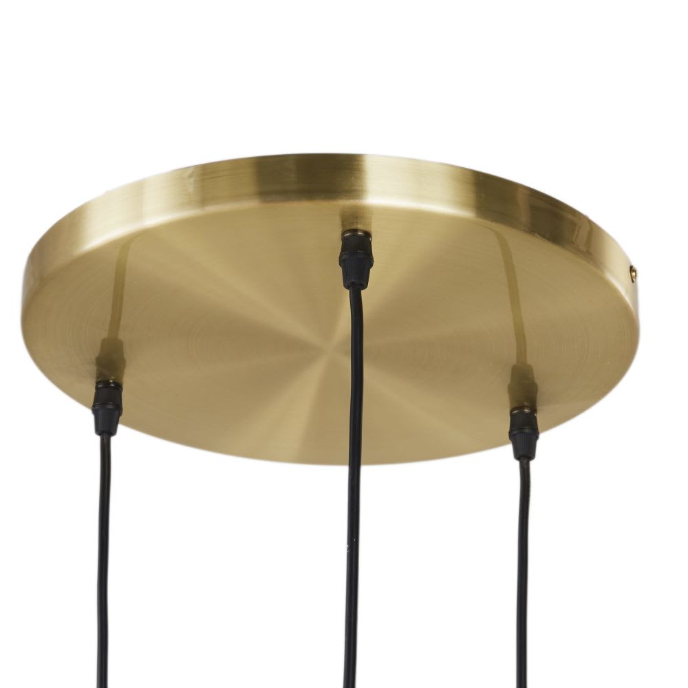 Suspension 3 globes en verre ambré et acier doré, H118 cm — vue 3