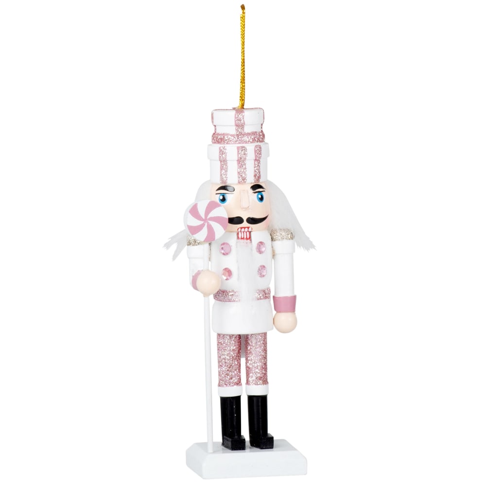 Suspension de noël casse noisette rose, blanc et noir