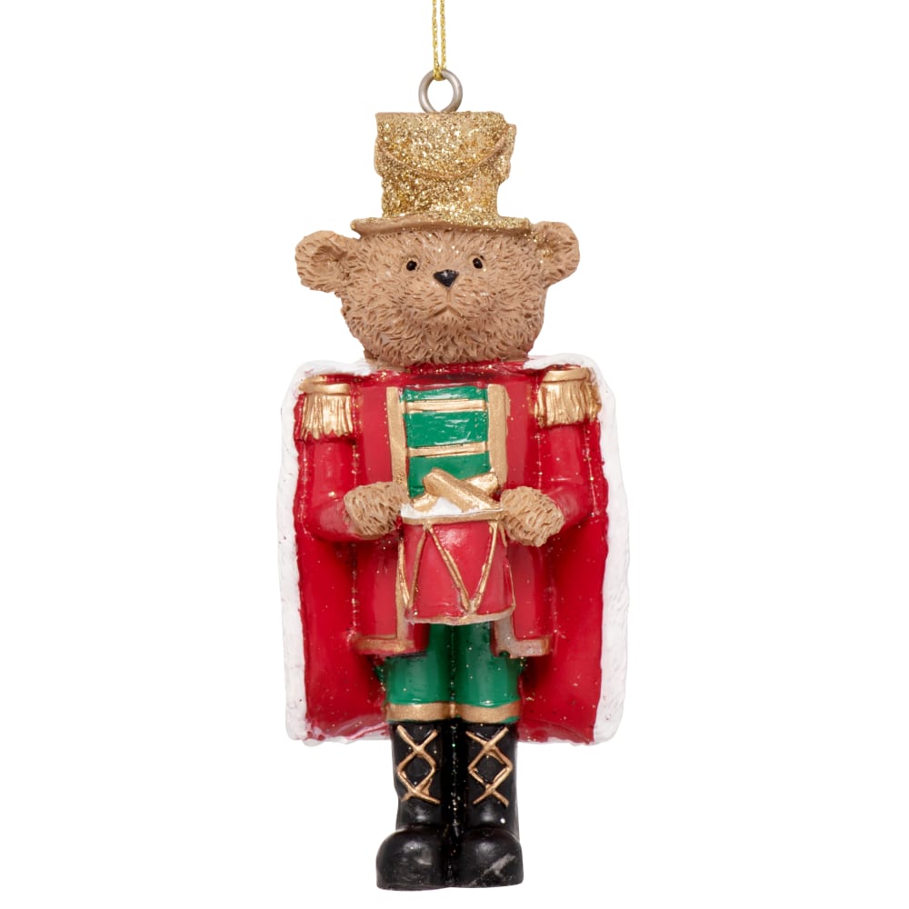 Suspension de Noël ourson blanc, vert, rouge et doré