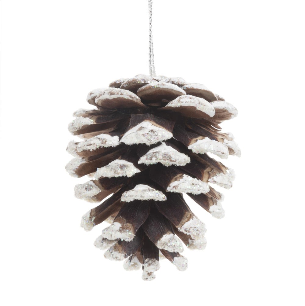 Suspension de Noël pomme de pin enneigée
