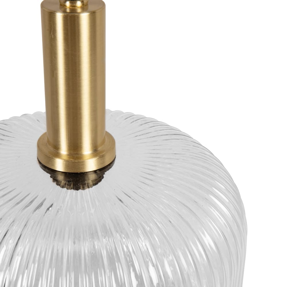 Suspension en verre strié transparent et métal doré — vue 3