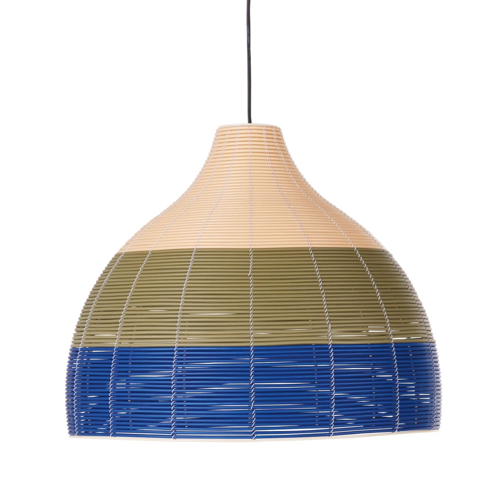 Suspension extérieur en fibres synthétiques recyclées bleu, vert et beige