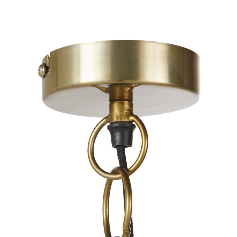 Suspension industrielle en métal doré et bois de manguier - Maisons du Monde