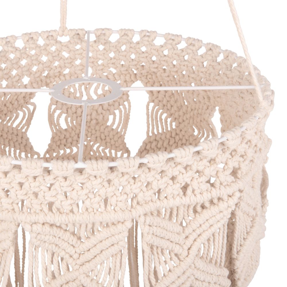 Suspension non électrifiée en métal et coton macramé - Maisons du Monde