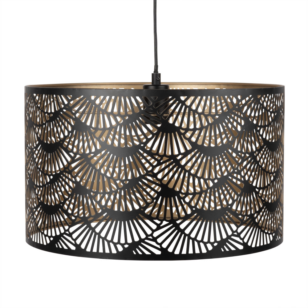 Suspension tambour en métal noir perforé D42